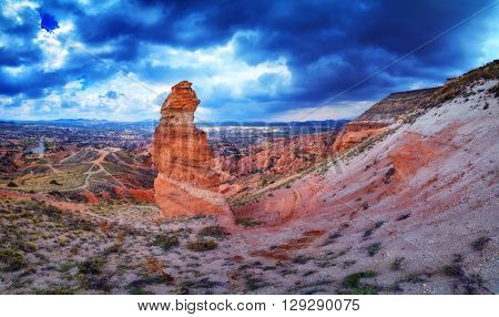 Amazing view of red rose valley in Cappadocia, Turkey