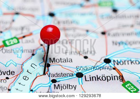 Vadstena pinned on a map of Sweden