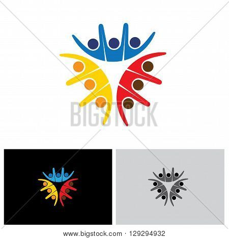 Team & Teamwork, Social Network, Community Logo Vector Icon.