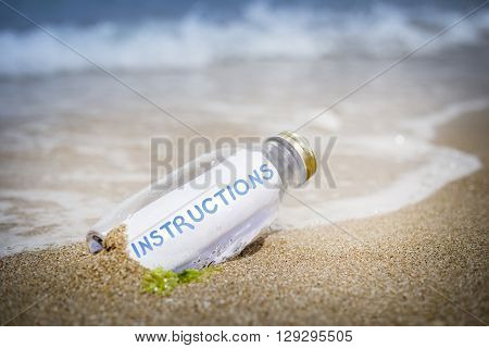 Instructions Concept Of Message In A Bottle