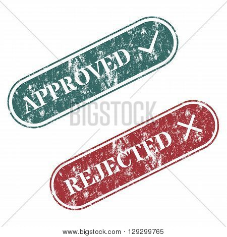 A set of rectangular stamps approved and rejected vector illustration.