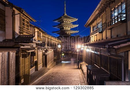 Yasaka Pagoda at night Higashiyama District Kyoto Japan