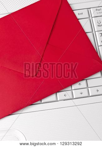 Red envelope and white keypad. E-business theme.