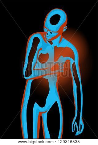 heart attack. absstract silhouette of man on white background