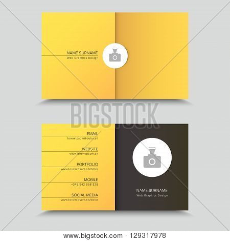 Vector Visit Card. Business Card Template Design with photo.
