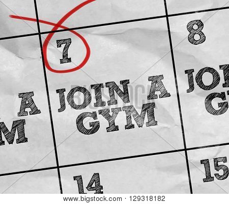 Concept image of a Calendar with the text: Join a Gym