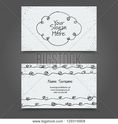 Visit Card with hand drawn abstract elements. Hand Drawn Business Card Design.