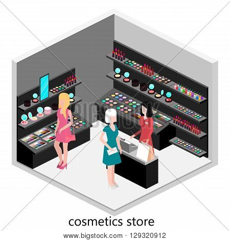 Isometric Interior Of Cosmetics Shop