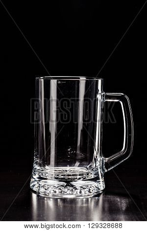 Glass For Beer On Black. Empty Glass. Glass Of Alcohol. Closeup Cold Beer. Pint Of Beer. Good For Br
