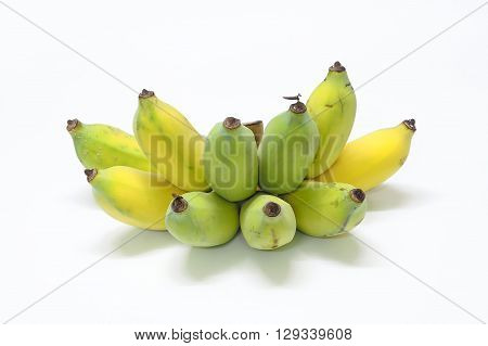 One ripe pisang awak comb. On white background.