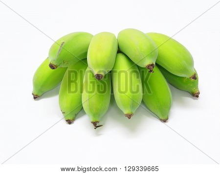 One raw pisang awak comb. On white background.