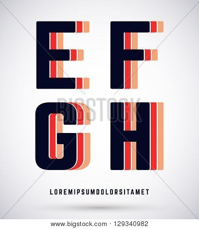 Set of typographic alphabet font template. Letters E F G H logo or icon. Vector illustration.