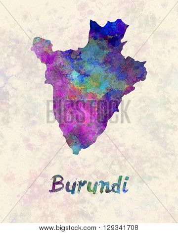 Burundi map in artistic and abstract watercolor