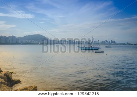 Rio De Janeiro, Rj Brazil - Mar 05, 2016: Boat At Port Of Urca. Urca Is A District In Rio De Janeiro