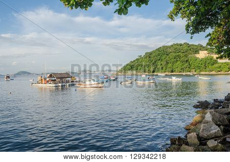 Rio De Janeiro, Rj Brazil - Mar 05, 2016: Boat At Port Of Urca. Urca Is A District In Rio De Janeiro