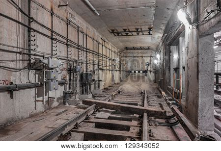 Railway deadlock in the underground tunnel subway
