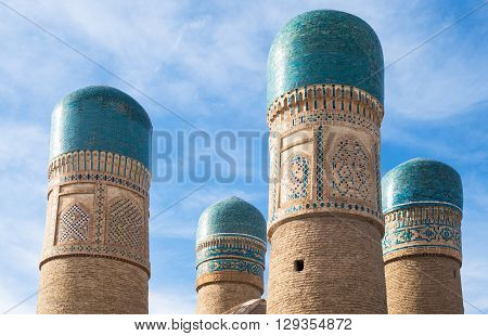 Uzbekistan Bukhara the Char Minar (four minarets) mosque and madrassah