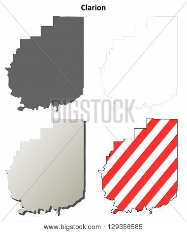Clarion County, Pennsylvania blank outline map set