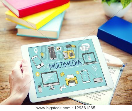 Multimedia Communication Connection Technology Devices Concept