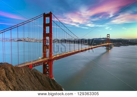 San Francisco from San Francisco Headlands and Golden Gate bridge