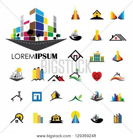home and house building architecture vector logo icons.