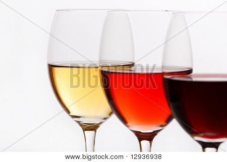 três cores de vinho