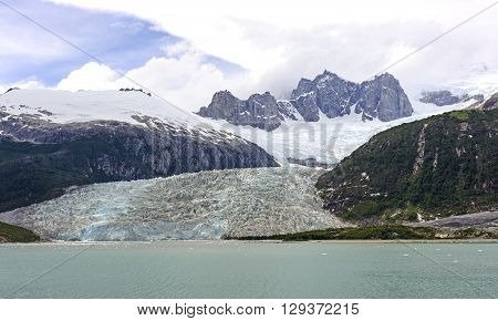 The Pia Tidewater Glacier and Dramatic Peaks in Tierra del Fuego