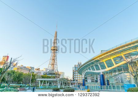 NAGOYA, JAPAN - FEB 07: Oasis 21 in Nagoya, Japan on FEB 07, 2016. A shopping complex nearby Nagoya Tower, its large oval glass roof structure floats above ground level