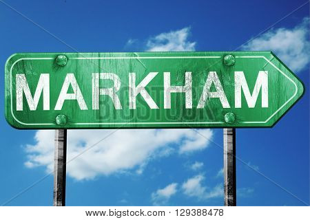 Markham, 3D rendering, a vintage green direction sign