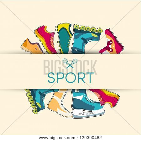 Big Illustration Collection Set Of Sport Shoe Equpment Backgroun