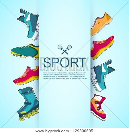 Big Illustration Collection Set Of Sport Shoe Equpment Backgroun