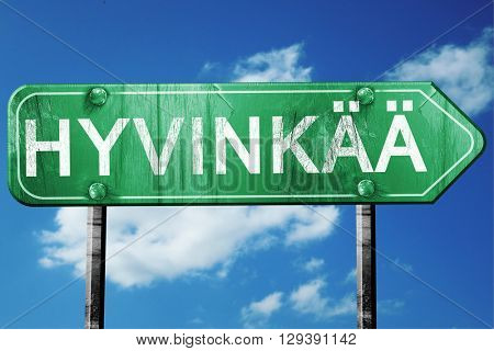Hyvinkaa, 3D rendering, a vintage green direction sign