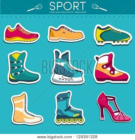 Big Illustration Collection Set Of Sport Shoe Equpment Backgroun
