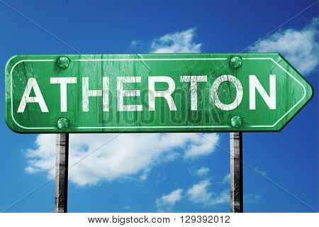 Atherton, 3D rendering, a vintage green direction sign