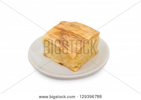 casava grill with syrup isolated on white, Thai dessert