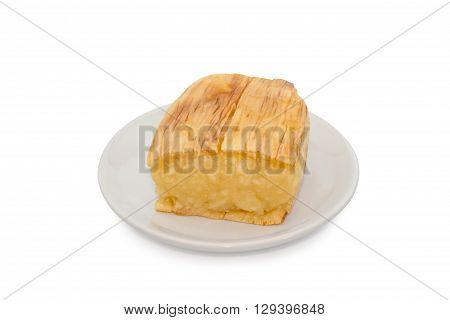 casava grill with syrup isolated on white, Thai dessert