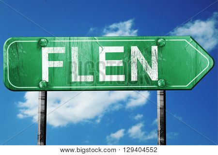 Flen, 3D rendering, a vintage green direction sign