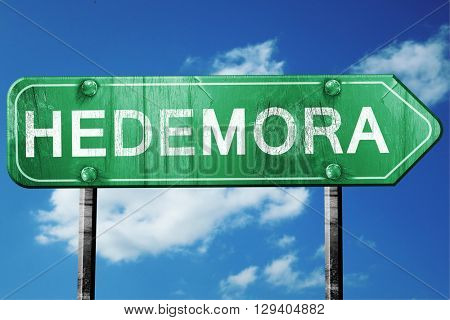 Hedemora, 3D rendering, a vintage green direction sign