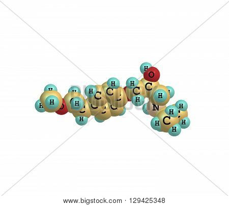 Metoprolol is a selective beta receptor blocker medication. It is used to treatment high blood pressure chest pain due to poor blood flow to the heart. 3d illustration