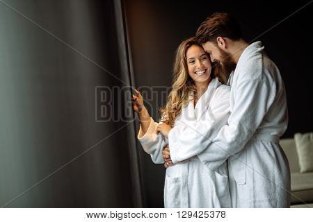 Couple enjoying wellness weekend and spa relaxtion