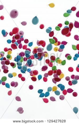 A lot of colorful balloons on a white background
