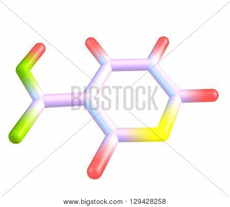 Niacin - B3 or nicotinic acid - is an organic compound with the formula C6H5NO2. 3d illustration