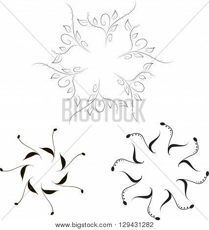 Simple Black Floral Frames Design Elements CIrcles