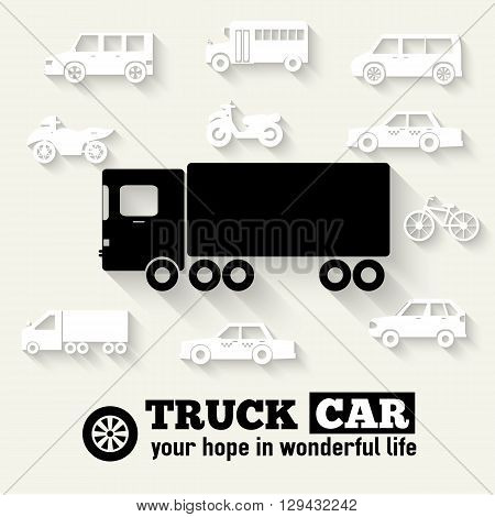 Flat Truck Car Background Illustration Concept