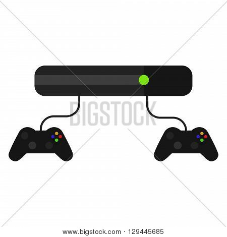 Videogame console with joysticks isolated on white. Vector game pad icon in flat style.