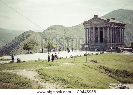 Garni ARMENIA - May 02 2016 : Ancient Garni pagan Temple the hellenistic temple in Armenia