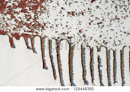 Old Dirty, Grunge,metal Fence With Runny Red Paint 13