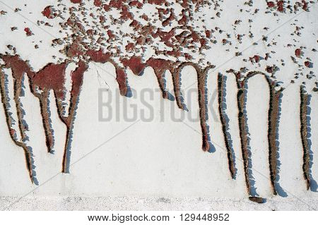 Old Dirty, Grunge,metal Fence With Runny Red Paint 12