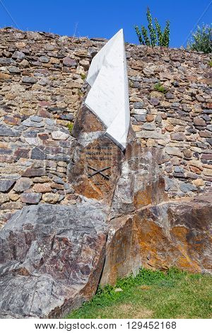 Castelo de Vide, Portugal - July 24, 2015: Monument to Salgueiro Maia, a revolutionary Captain of the April 25th, 1974, Revolution in Portugal. Castelo de Vide, Portugal.