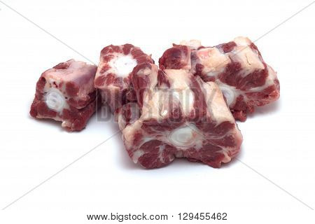 of adult bovine tail pieces and cleaned ready for cooking